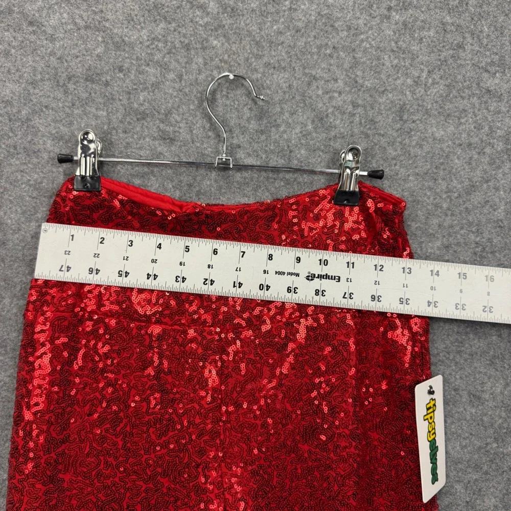 Tipsy Elves Womens Red Sequin‎ High Waisted Leggings Size Medium NWT TE-CWP322M